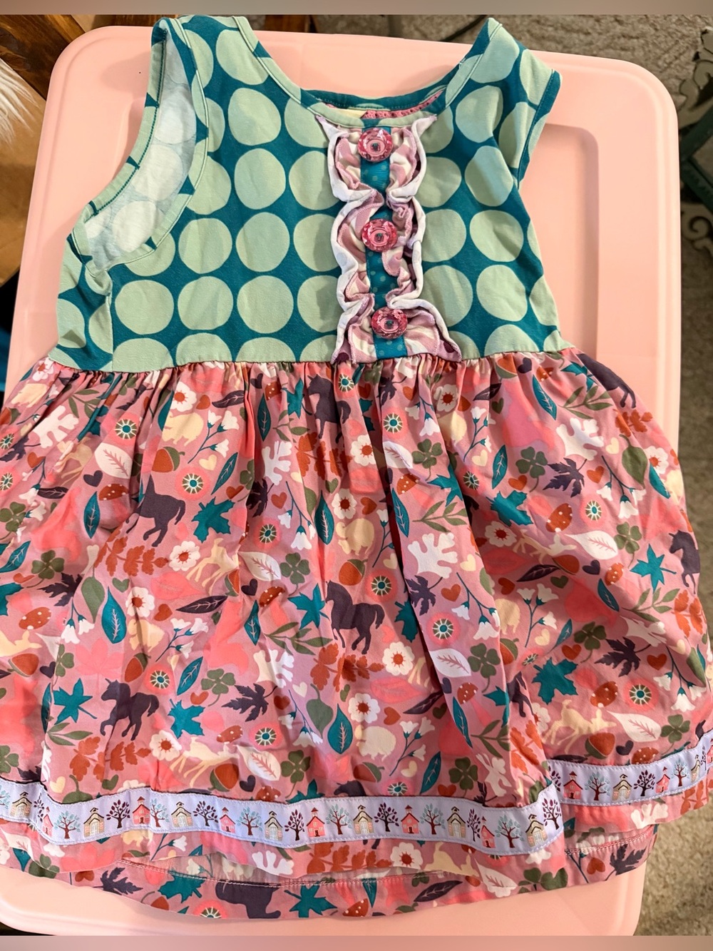 Matilda Jane Teal and Pink Floral Polka Top